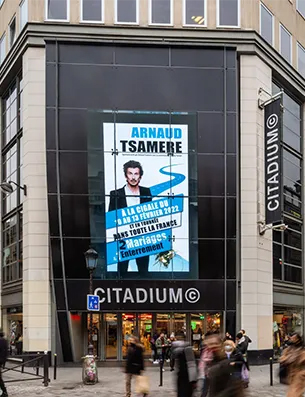 Affichage digital Citadium pour Arnaud Tsamere